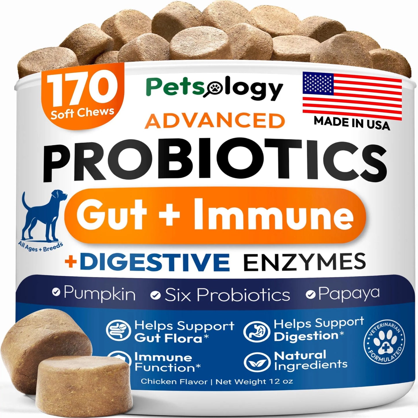 Petsology Probiotic Digestive Support Chews 5oz