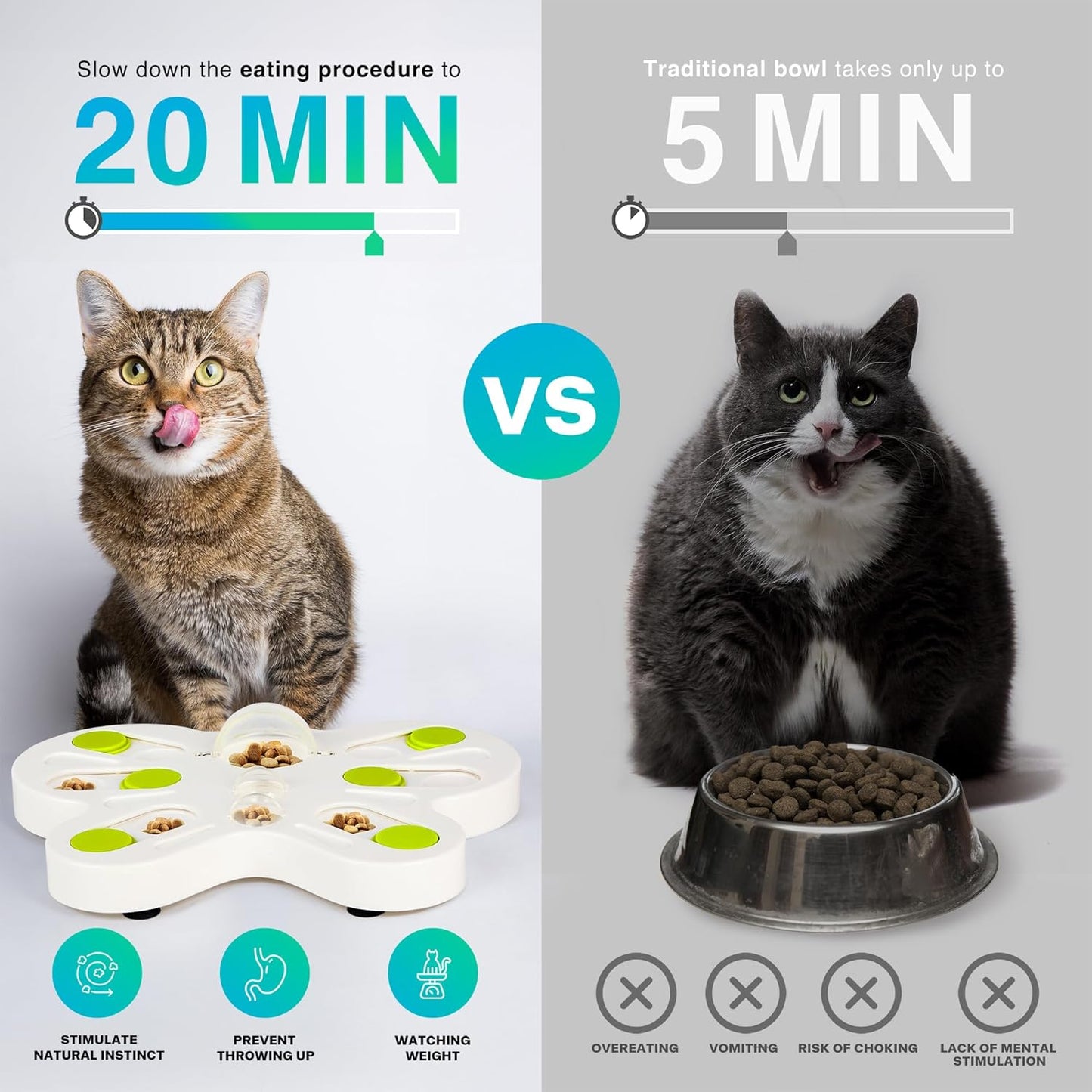 Interactives - Cat Toys - Interactive Cat Treat Puzzle Slow Feeder for Indoor Play