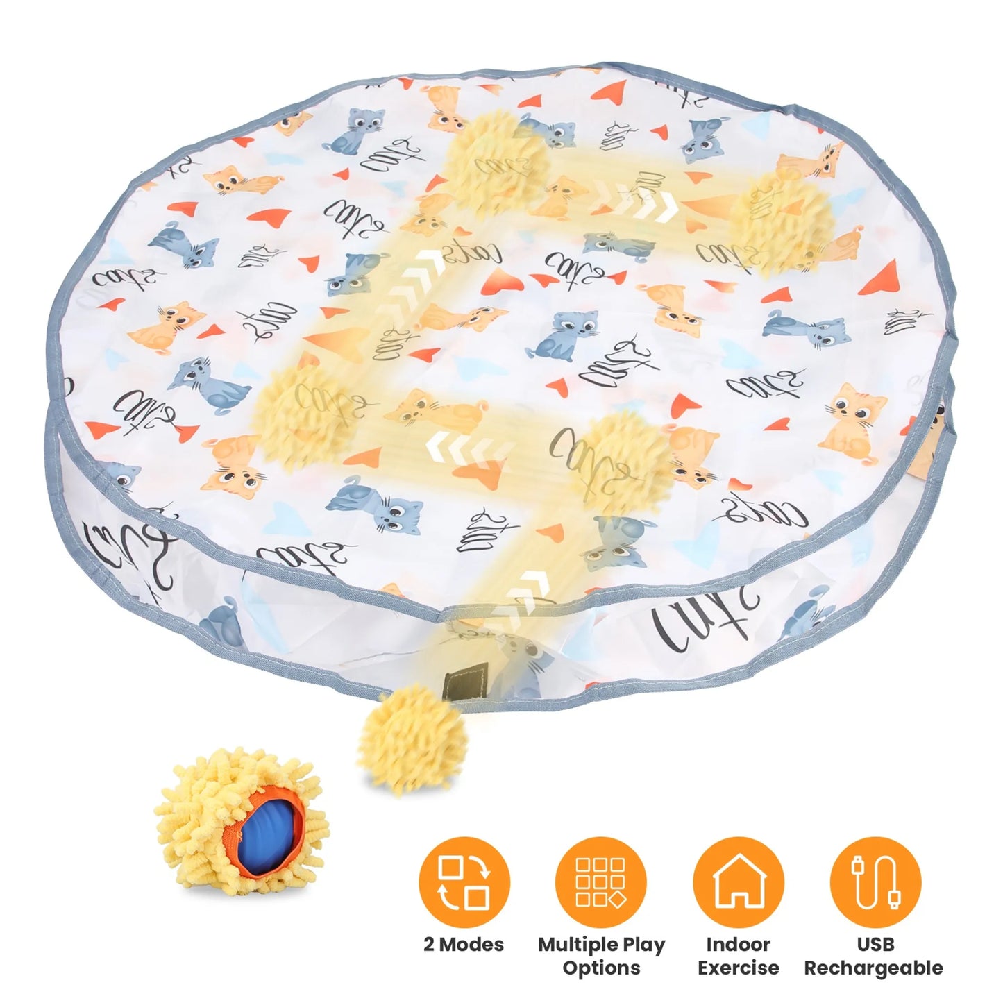 Cat Toys Ball Fast Rolling in Pouch Rechargeable