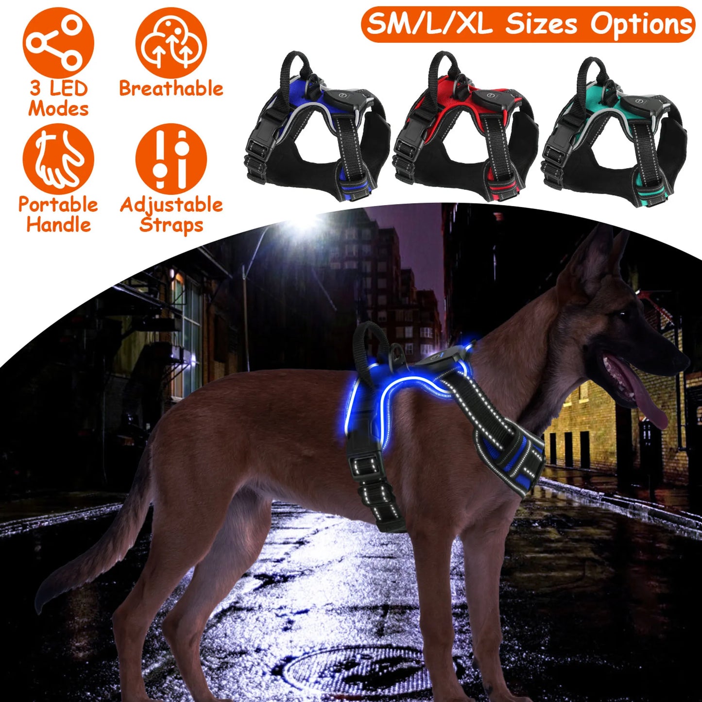 Light Up Dog Harness Rechargeable LED
