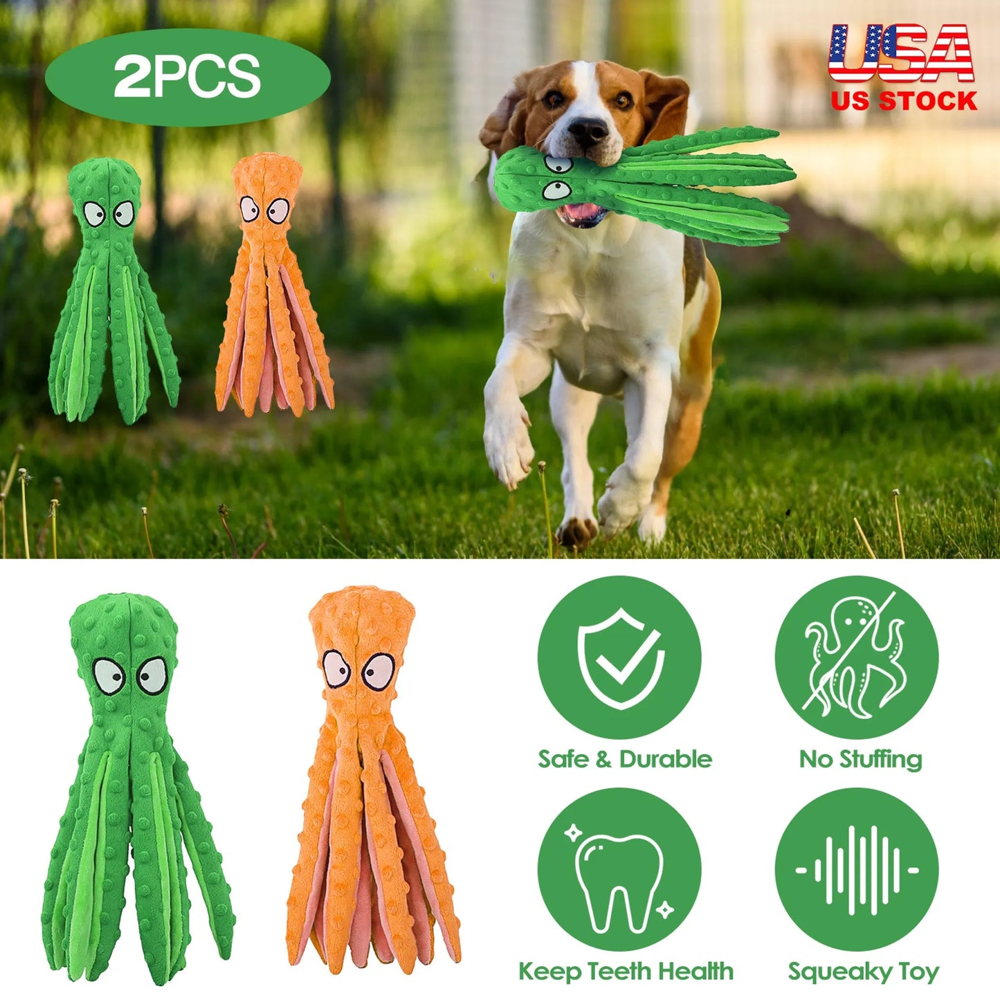 2Pcs Squeaky Dog Toys