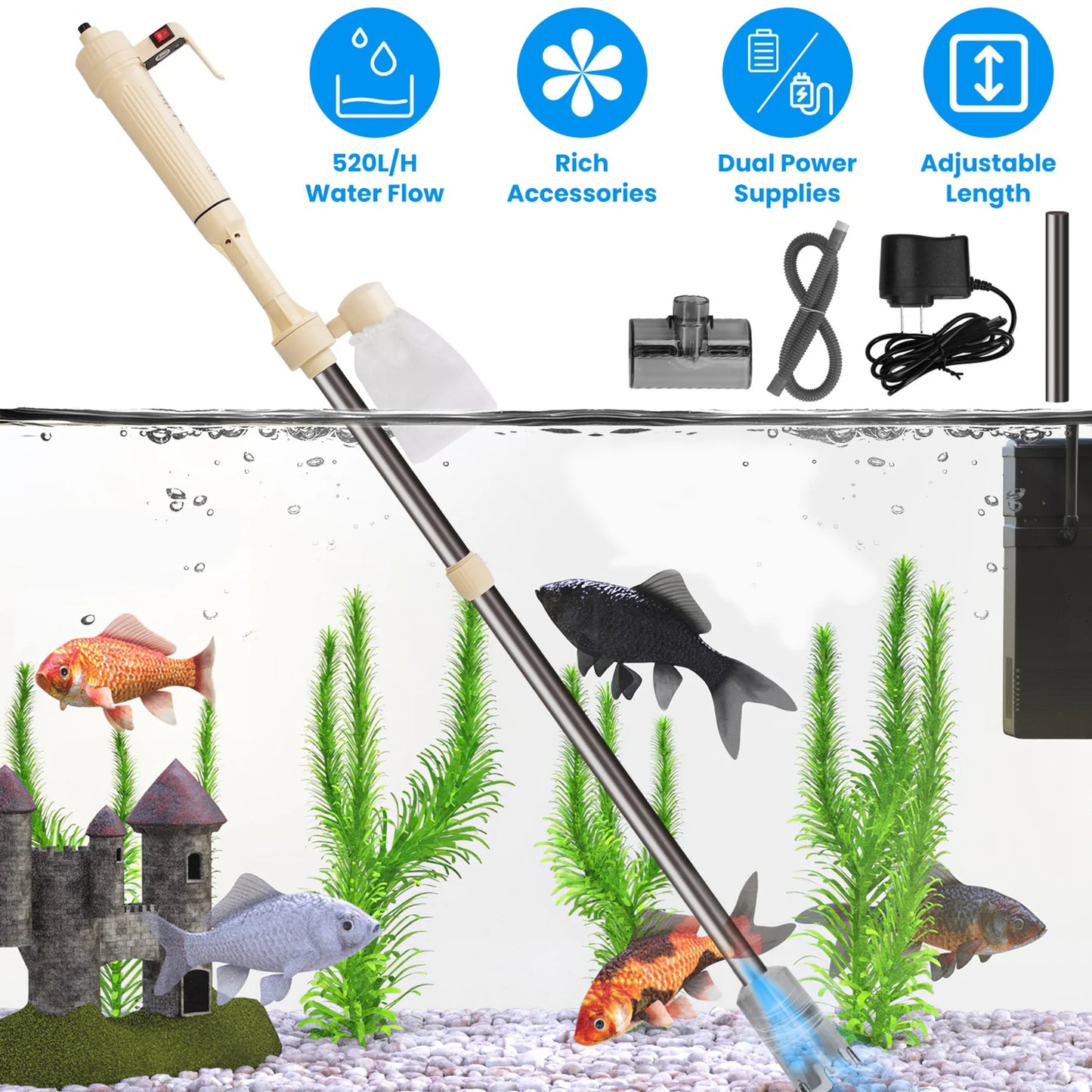 Multifunctional Electric Aquarium Gravel Cleaner Kit