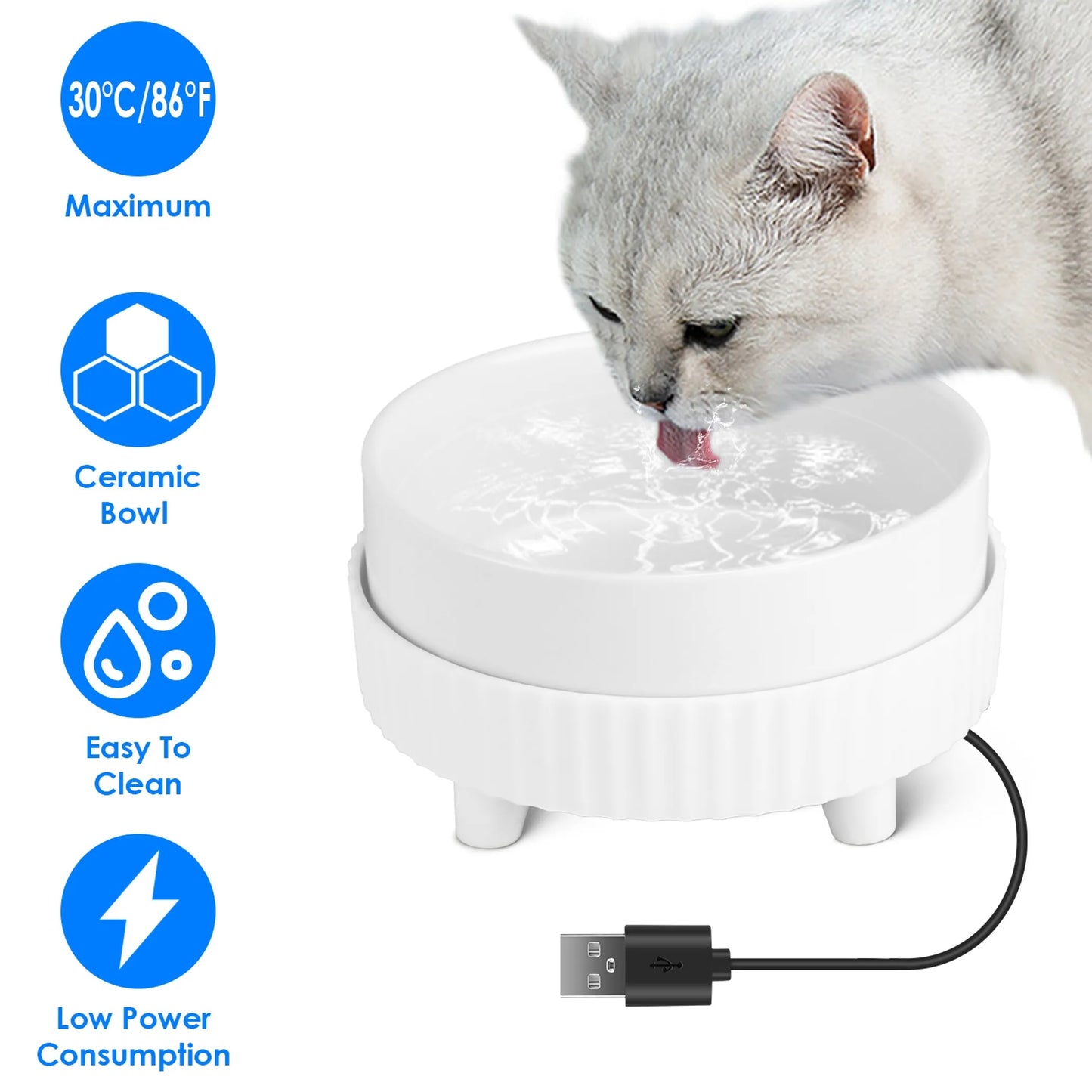 Heated Water Bowl For Dogs And Cats Ceramic Heated Pet