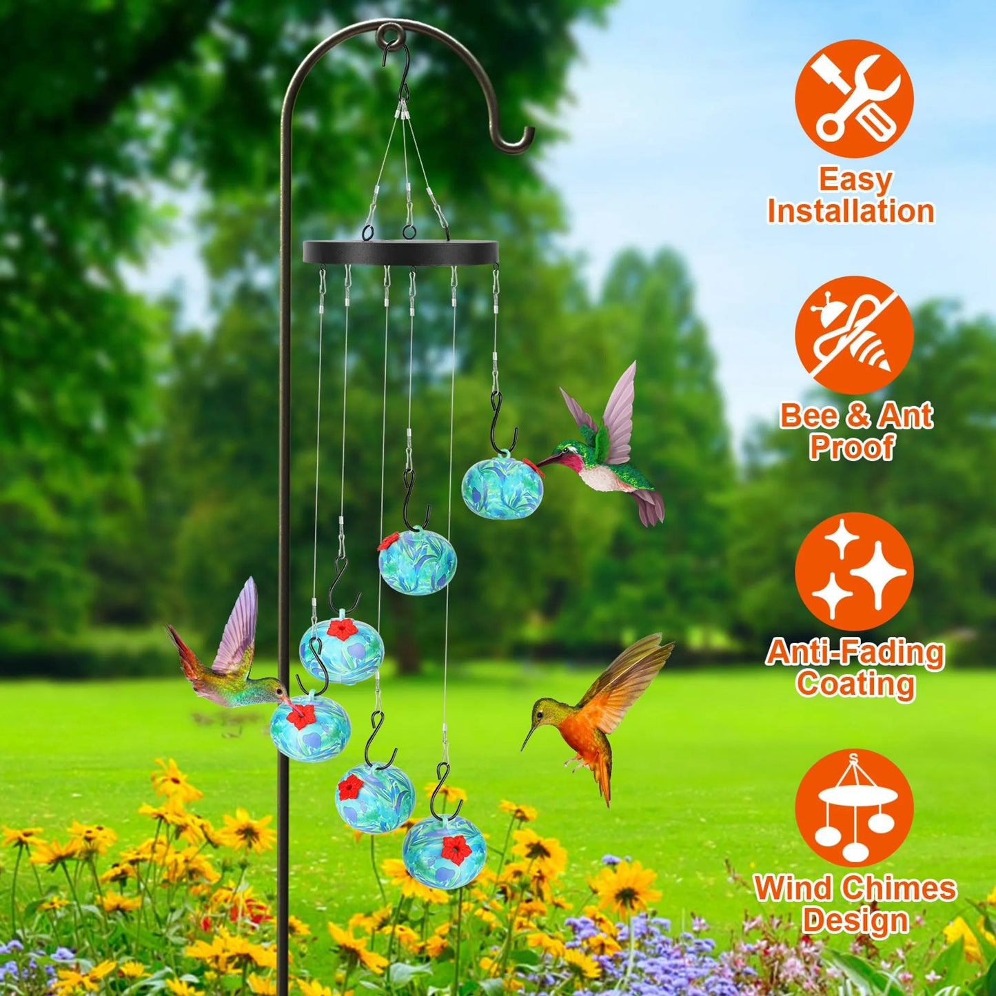 Wind Chimes Humming Bird Feeder Ant and Bee Proof OutDoor