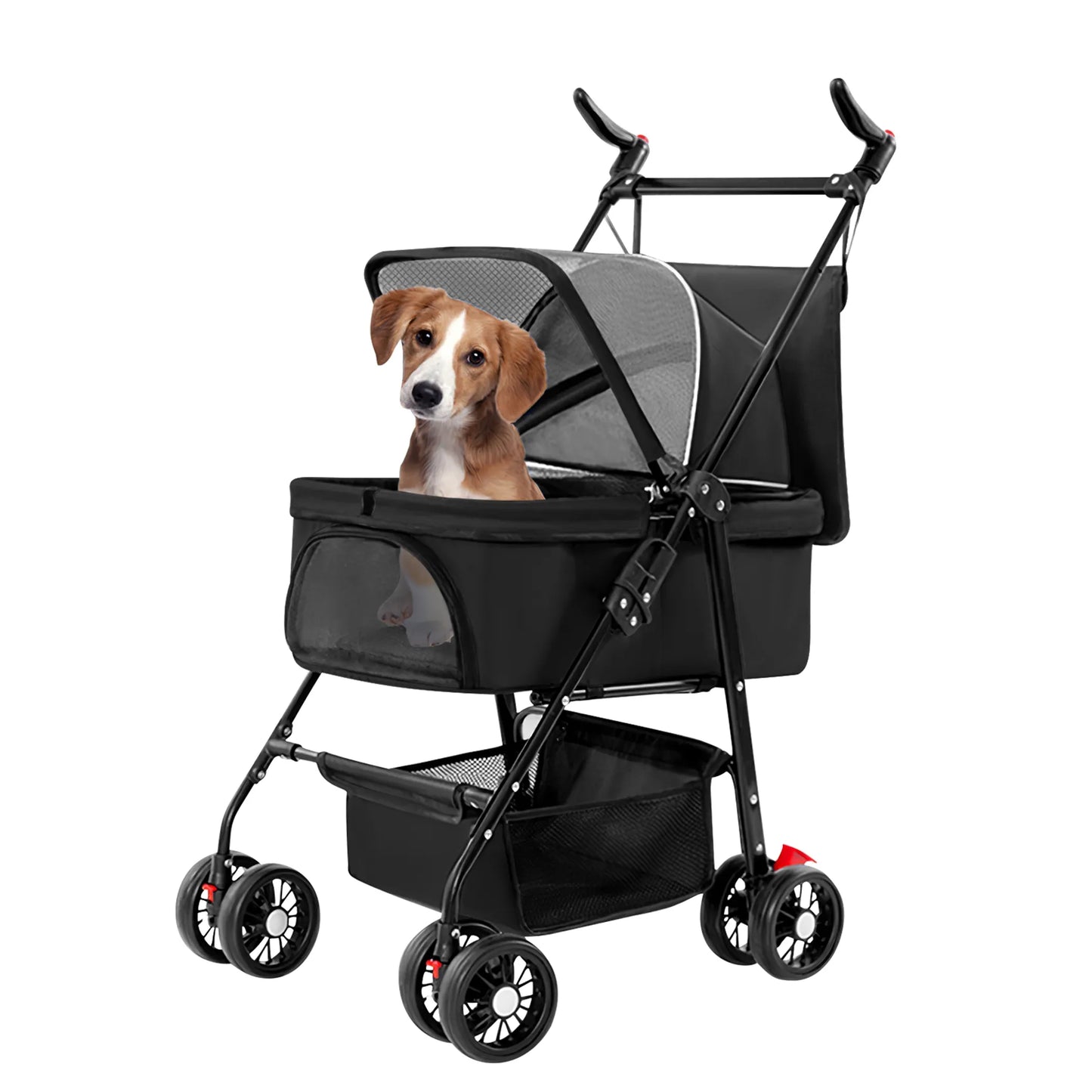 4 Wheels Pet Stroller Foldable Carrier Strolling Cart Travel