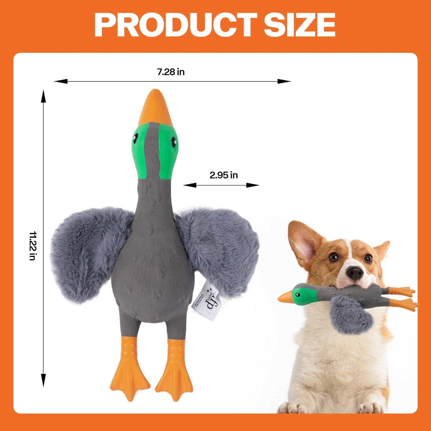 ZooTex Squeaky Latex Dog Toys - Soft Wing Mallard