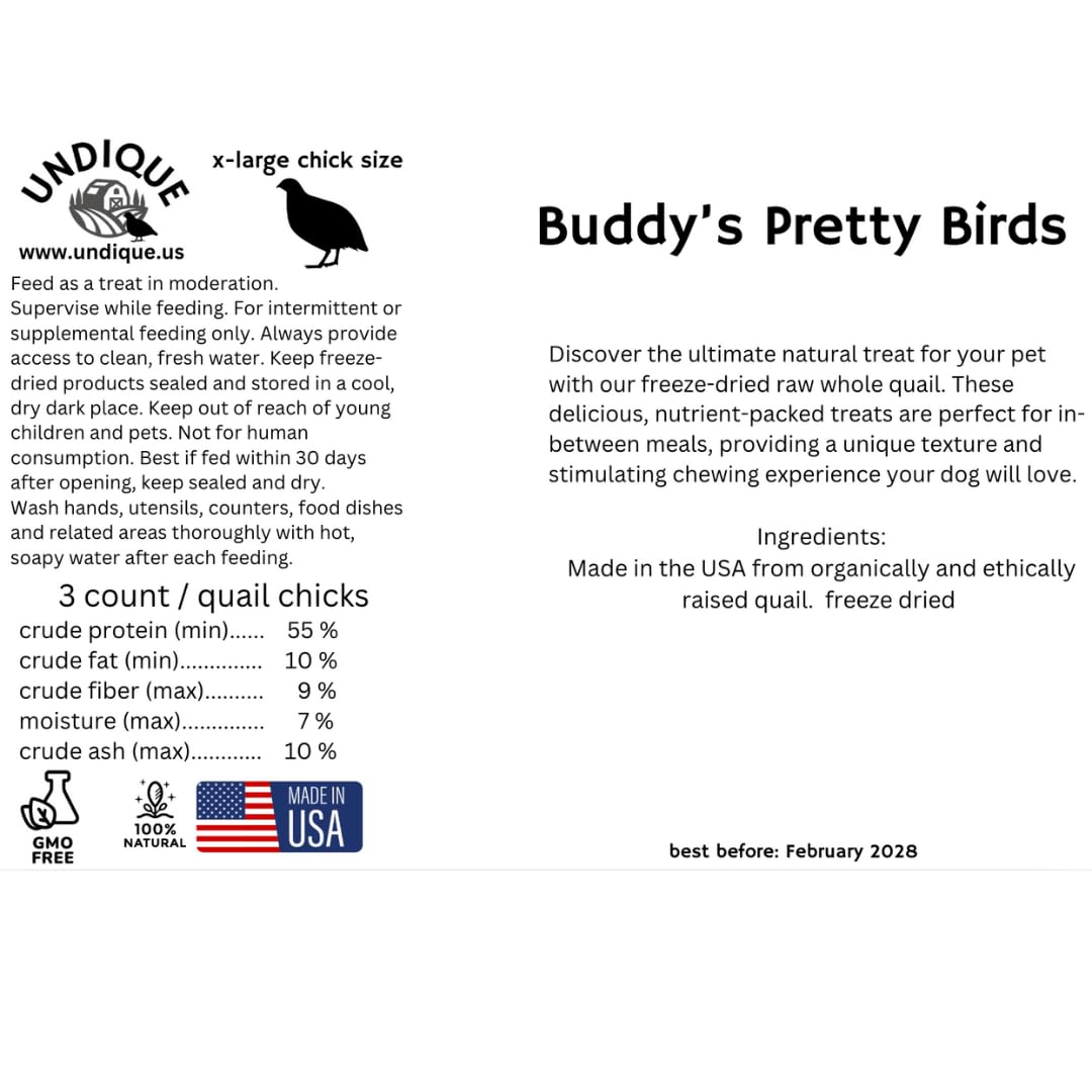 Buddy's Pretty Birds Whole Quail Chicks XL, 3 Count - Your Pet Connection
