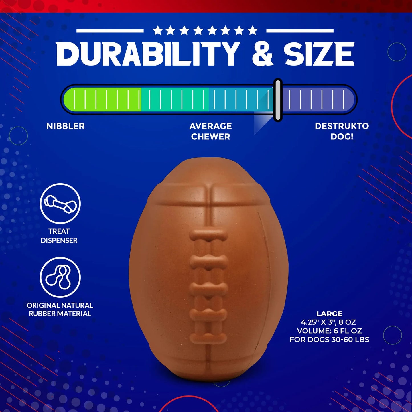 MKB Football Durable Rubber Chew Toy and Treat Dispenser - Your Pet Connection