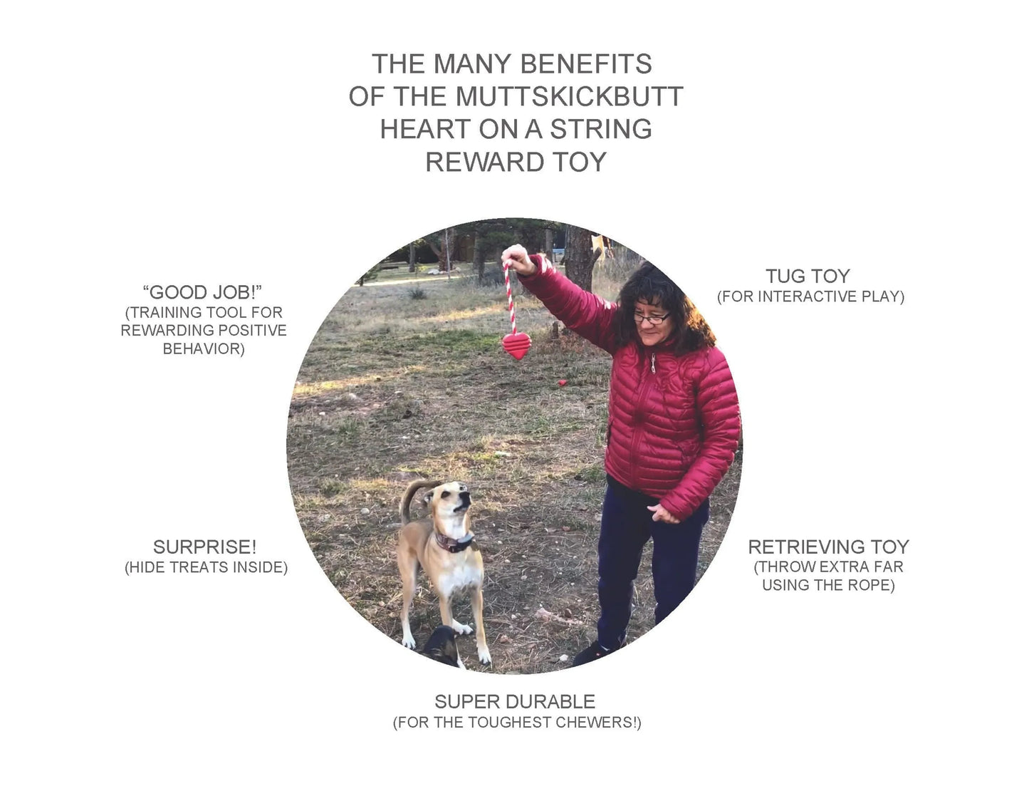 MKB Heart on a String Ultra-Durable Durable Rubber Chew Toy, Reward Toy, Tug Toy, and Retrieving Toy - Your Pet Connection