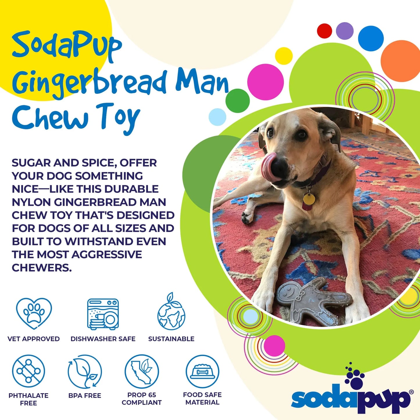 SodaPup Gingerbread Man Chew Toy 6.75-Inch