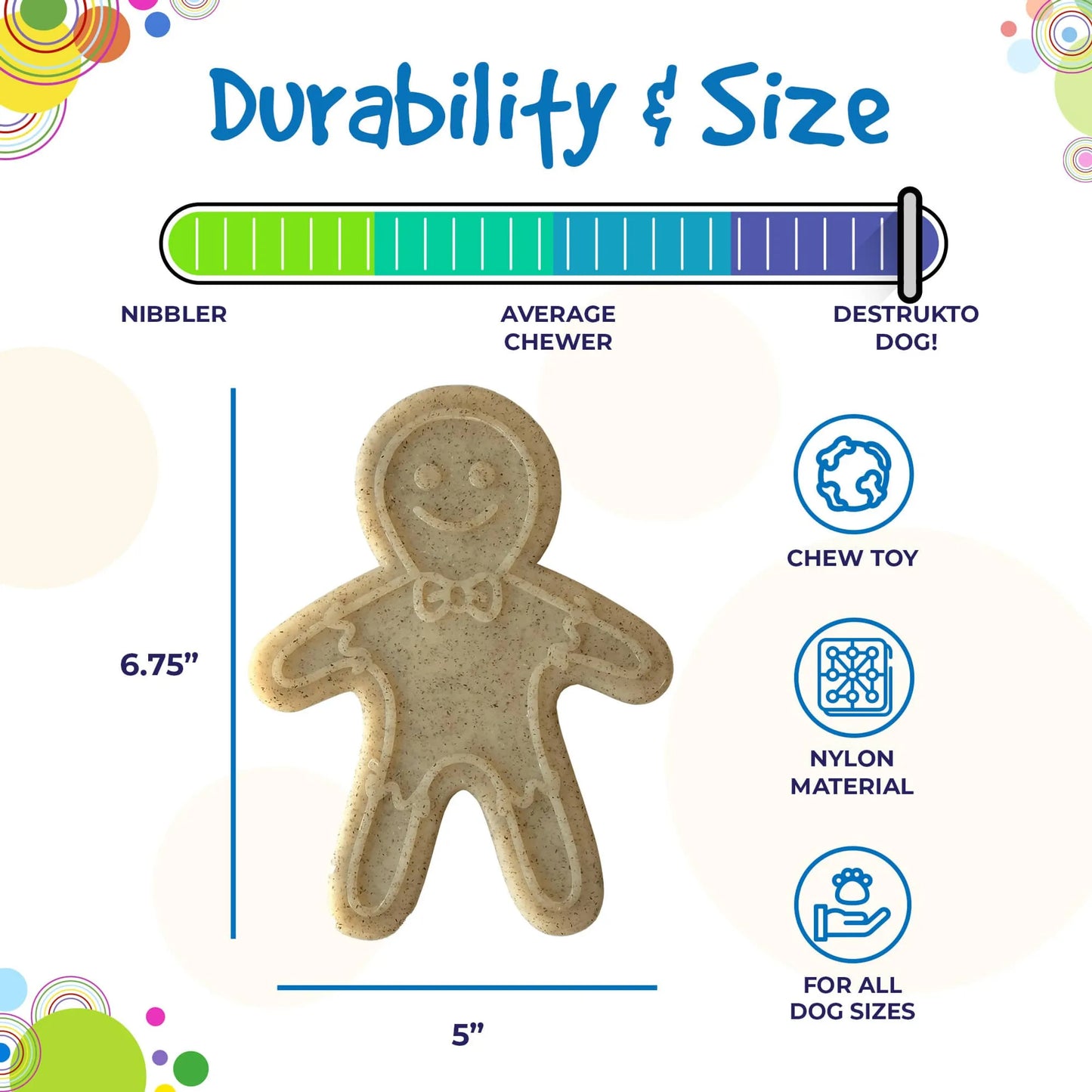 SodaPup Gingerbread Man Chew Toy 6.75-Inch