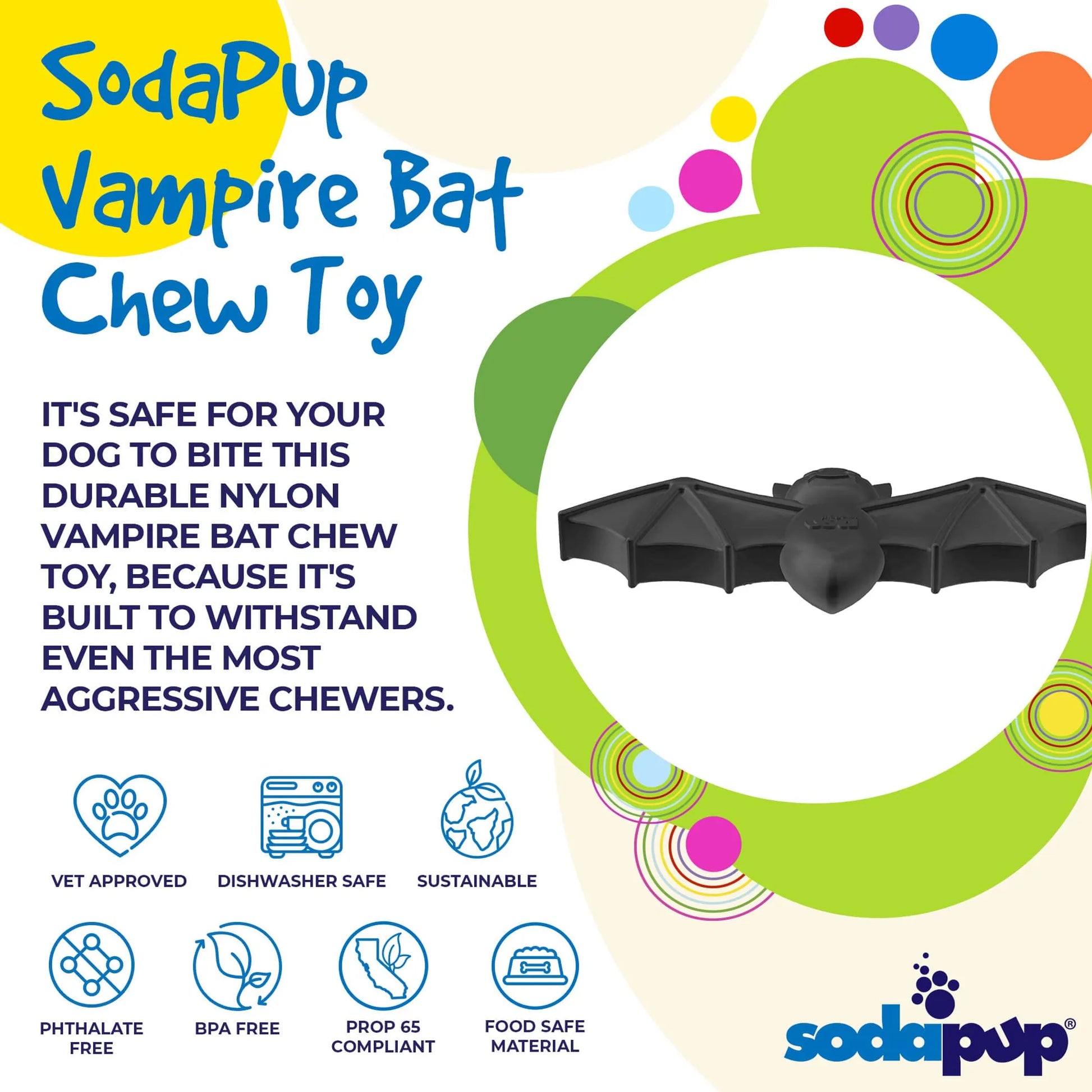 SodaPup Vampire Bat Ultra Durable Nylon Dog Chew Toy for Aggressive Chewers - Your Pet Connection