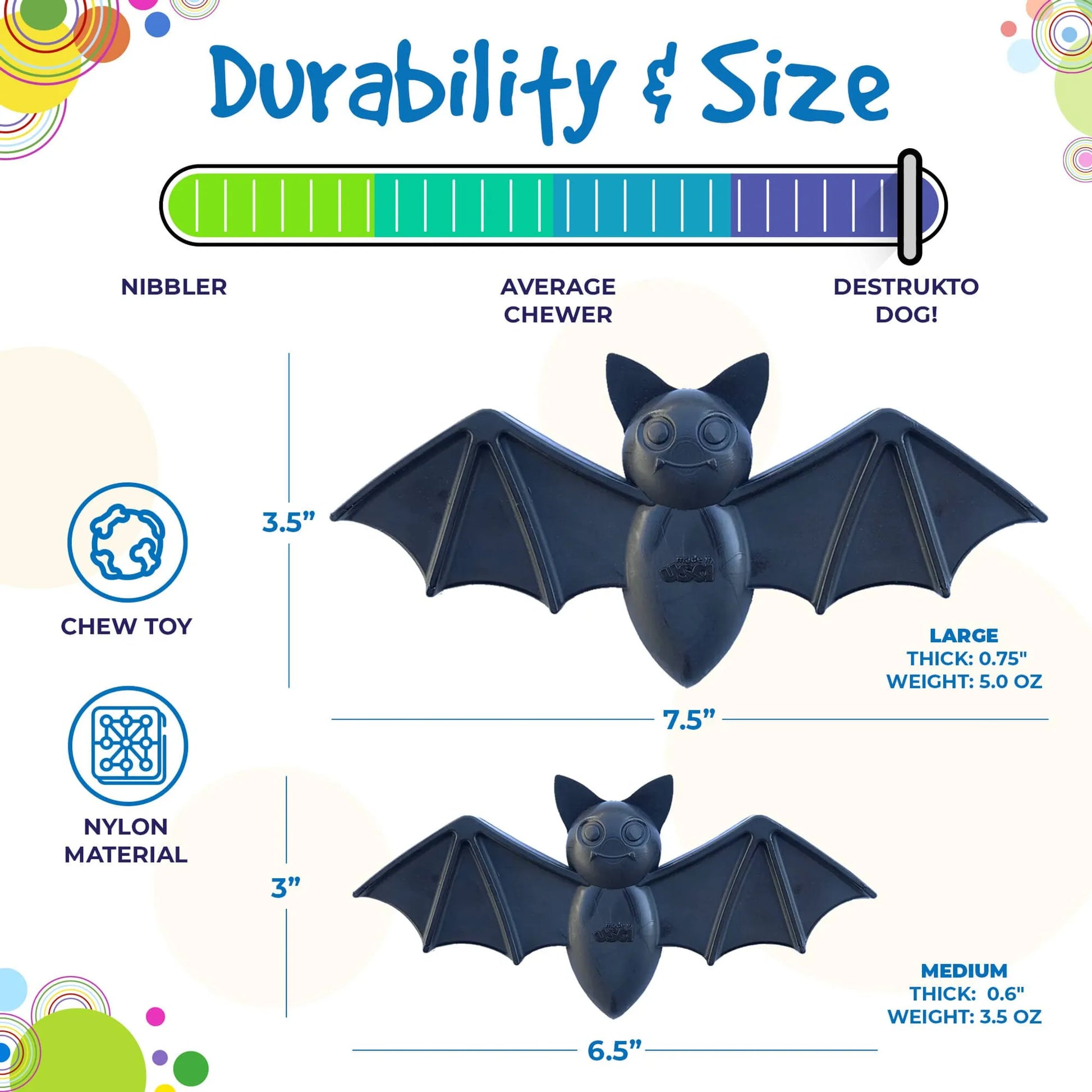 SodaPup Vampire Bat Ultra Durable Nylon Dog Chew Toy for Aggressive Chewers - Your Pet Connection