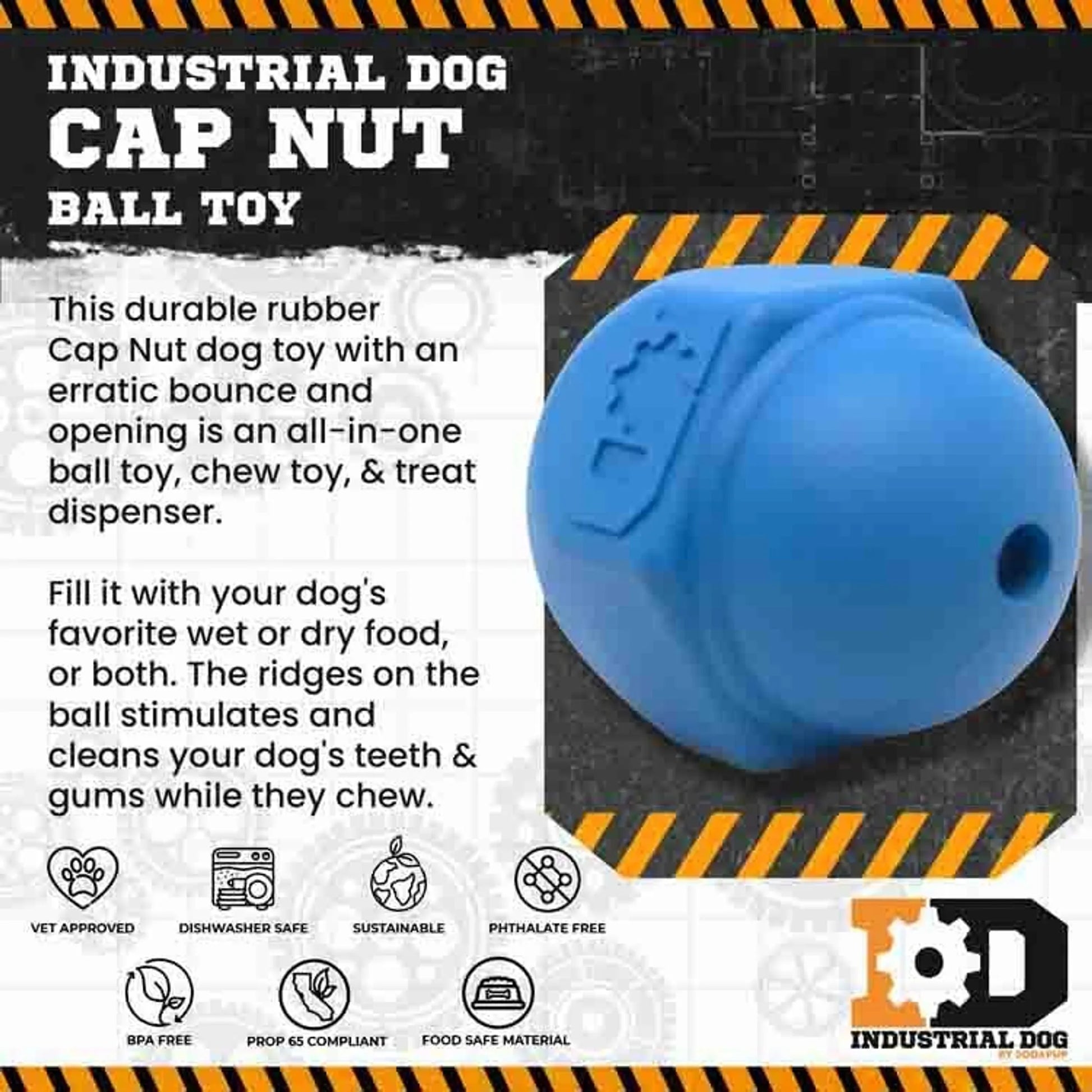 ID Cap Nut Ultra-Durable Rubber Chew Toy and Treat Dispenser - Your Pet Connection