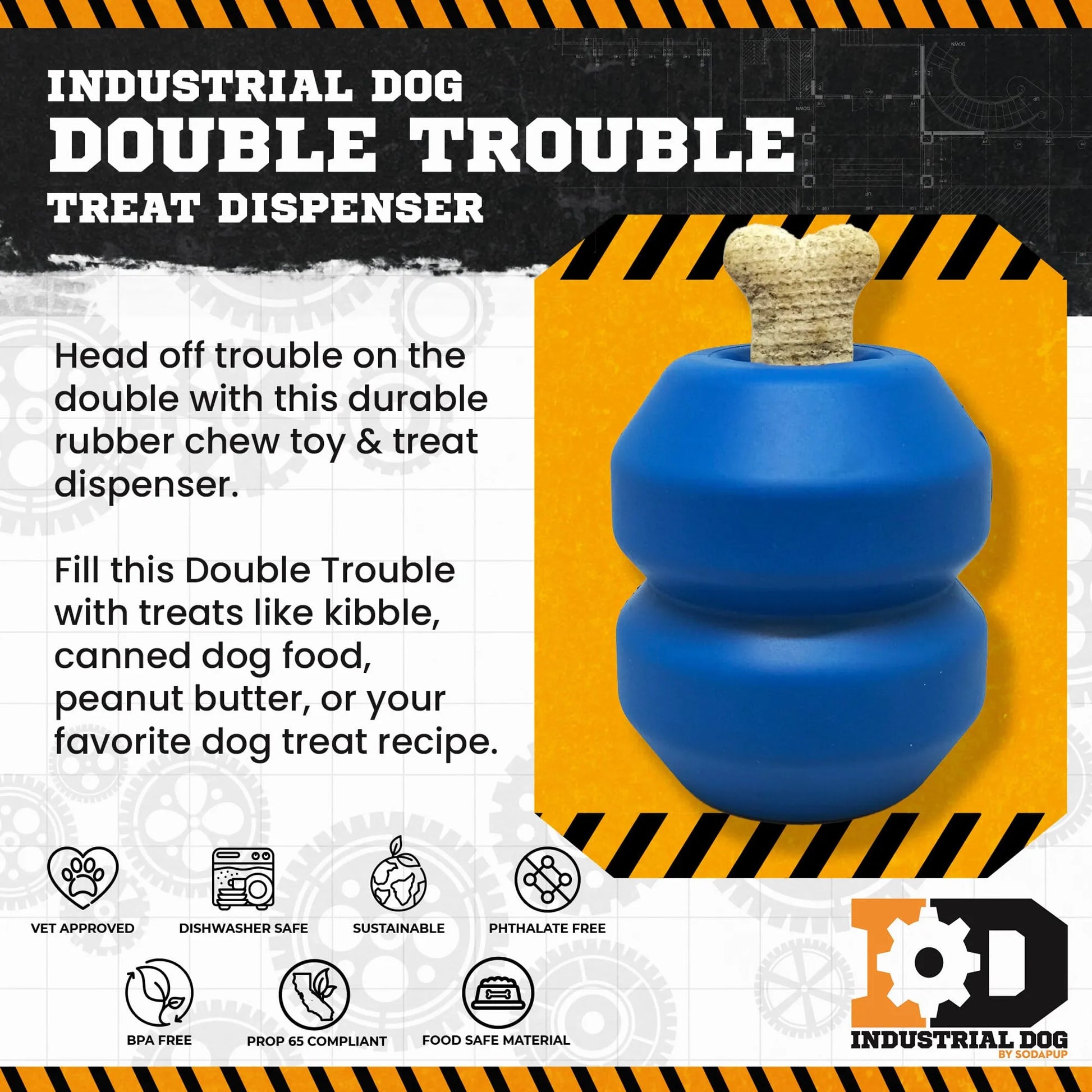 ID Double Trouble Durable Rubber Chew Toy and Treat Dispenser - Your Pet Connection