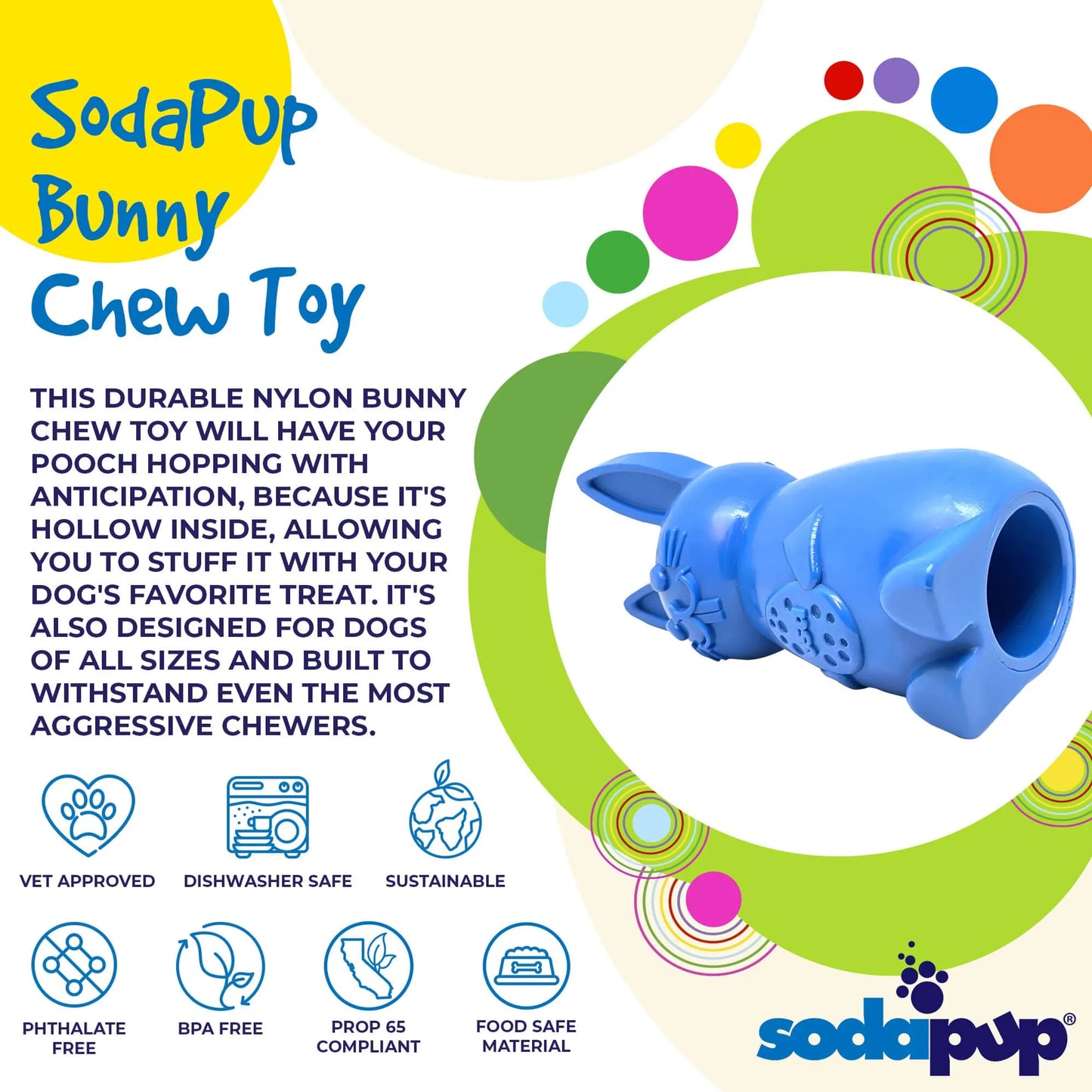 SodaPup Bunny Durable Dog Toy 5.5 Inches