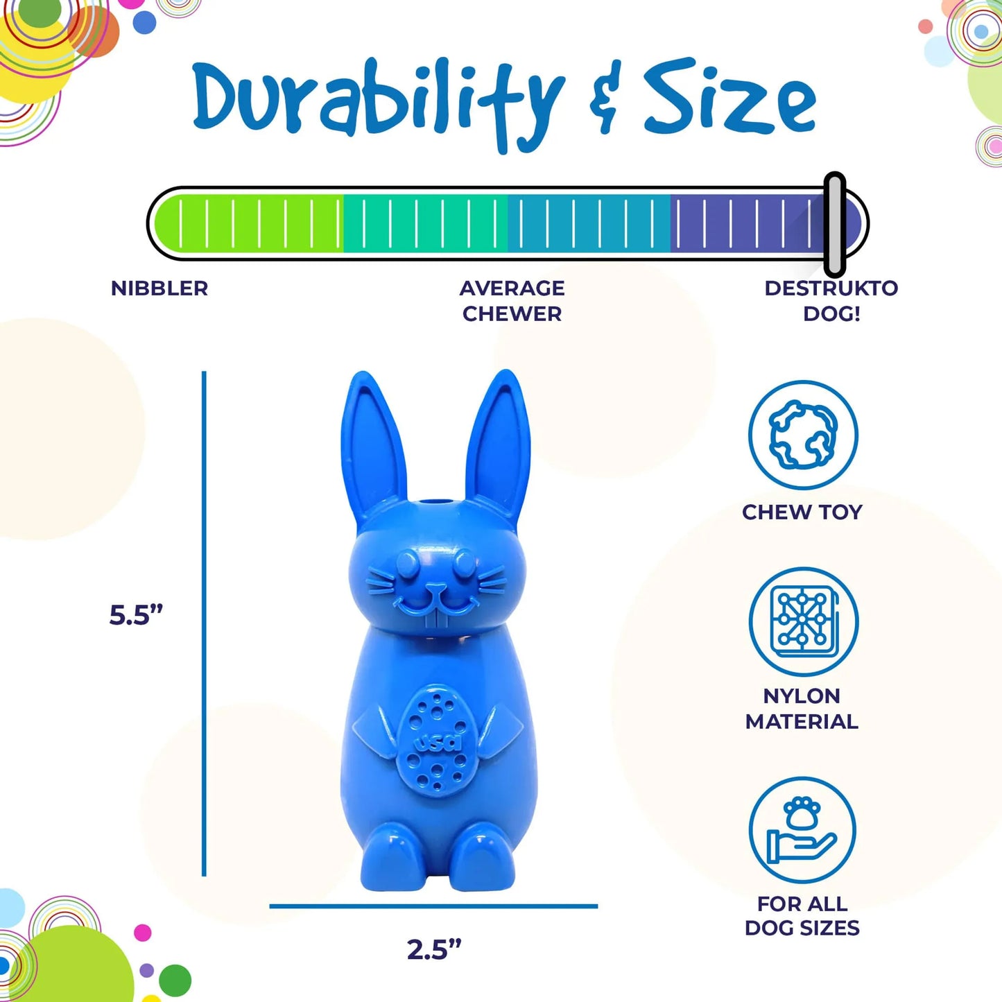 SodaPup Bunny Durable Dog Toy 5.5 Inches