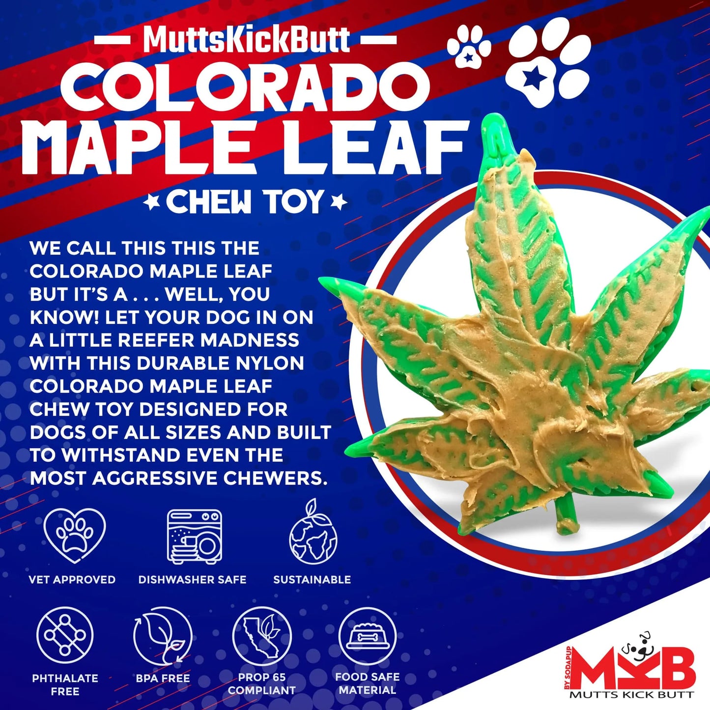 SodaPup Colorado Maple Leaf Chew Toy 5"