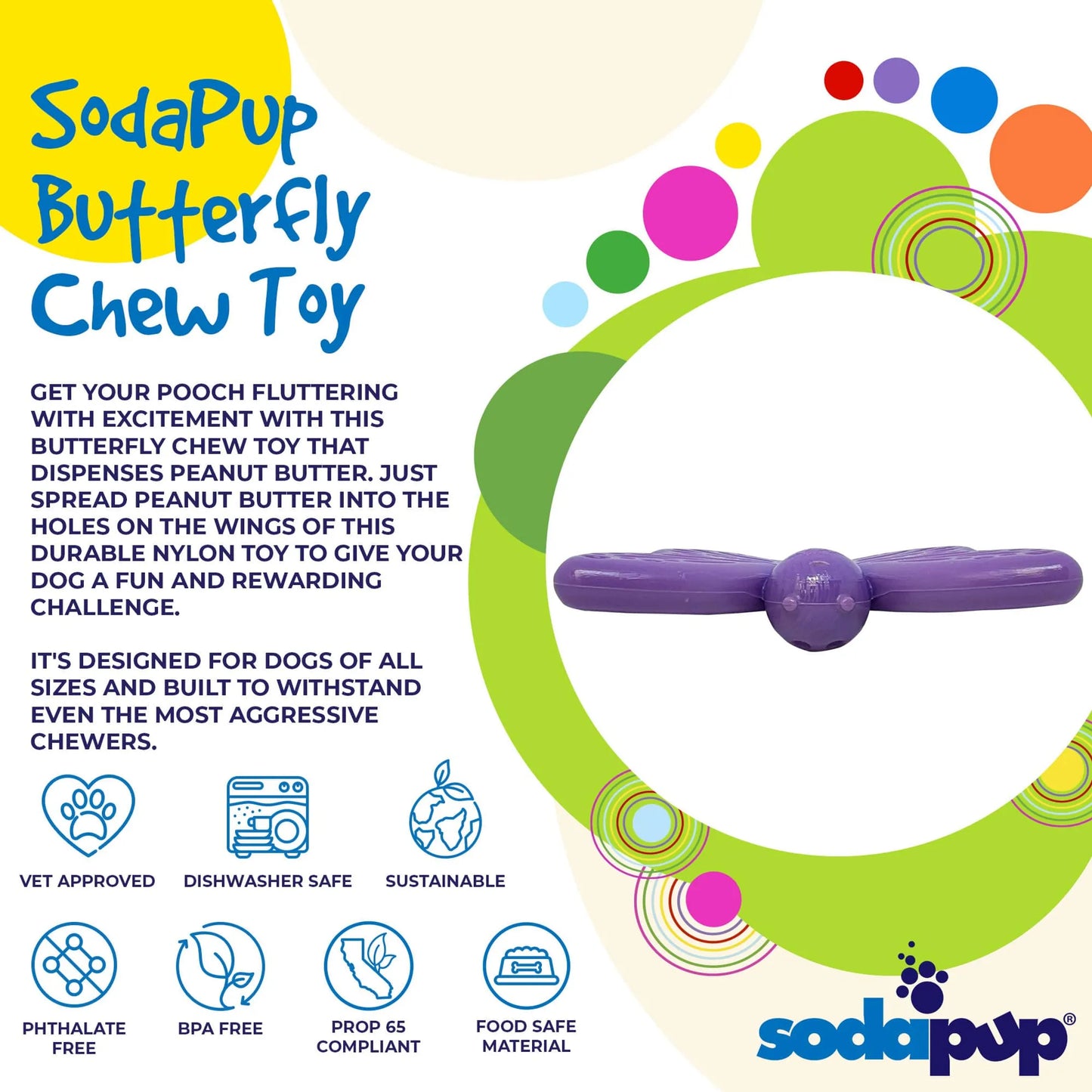 SodaPup Butterfly Chew Toy for Power Chewers