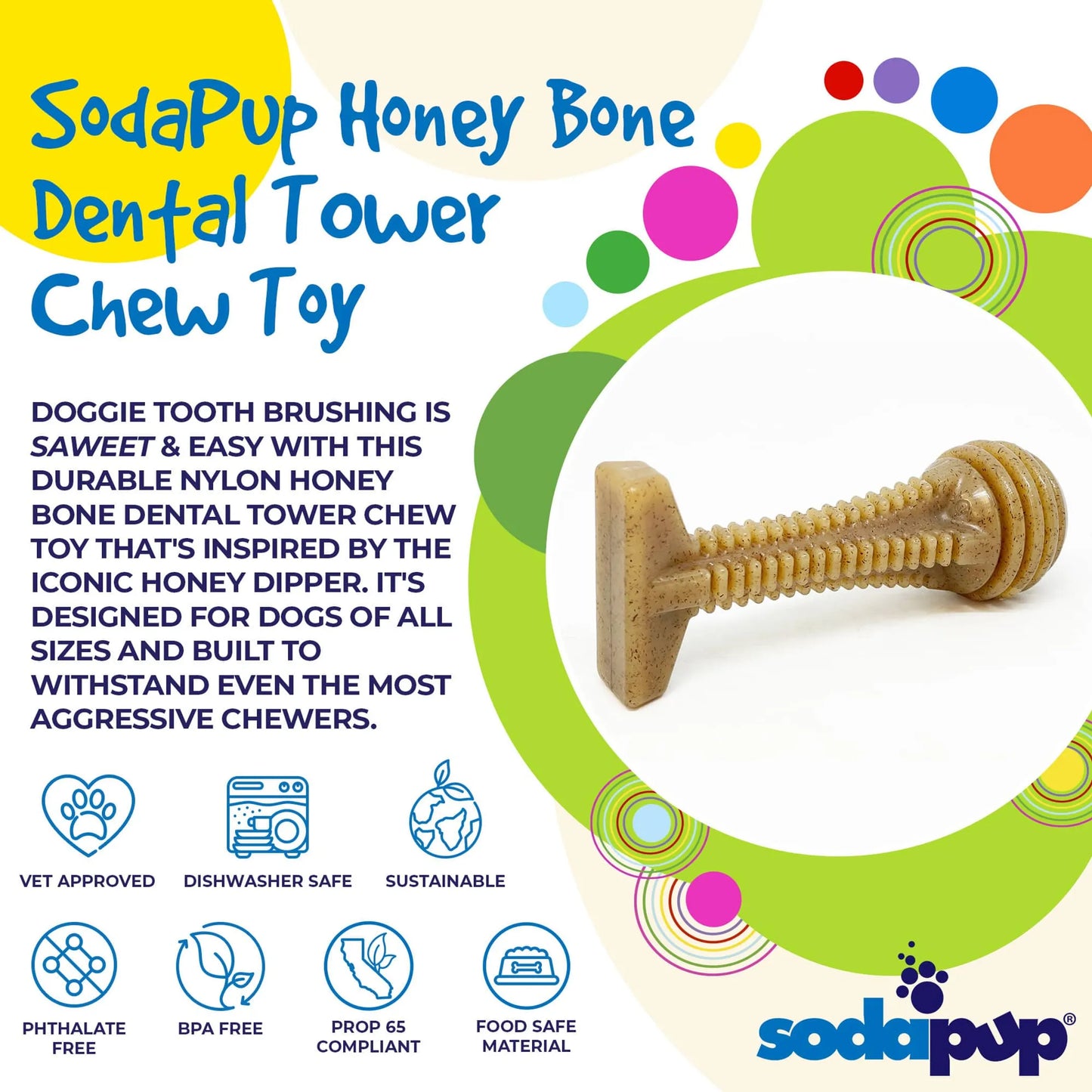 SodaPup Dental Tower Dog Toy 6.25 Inches