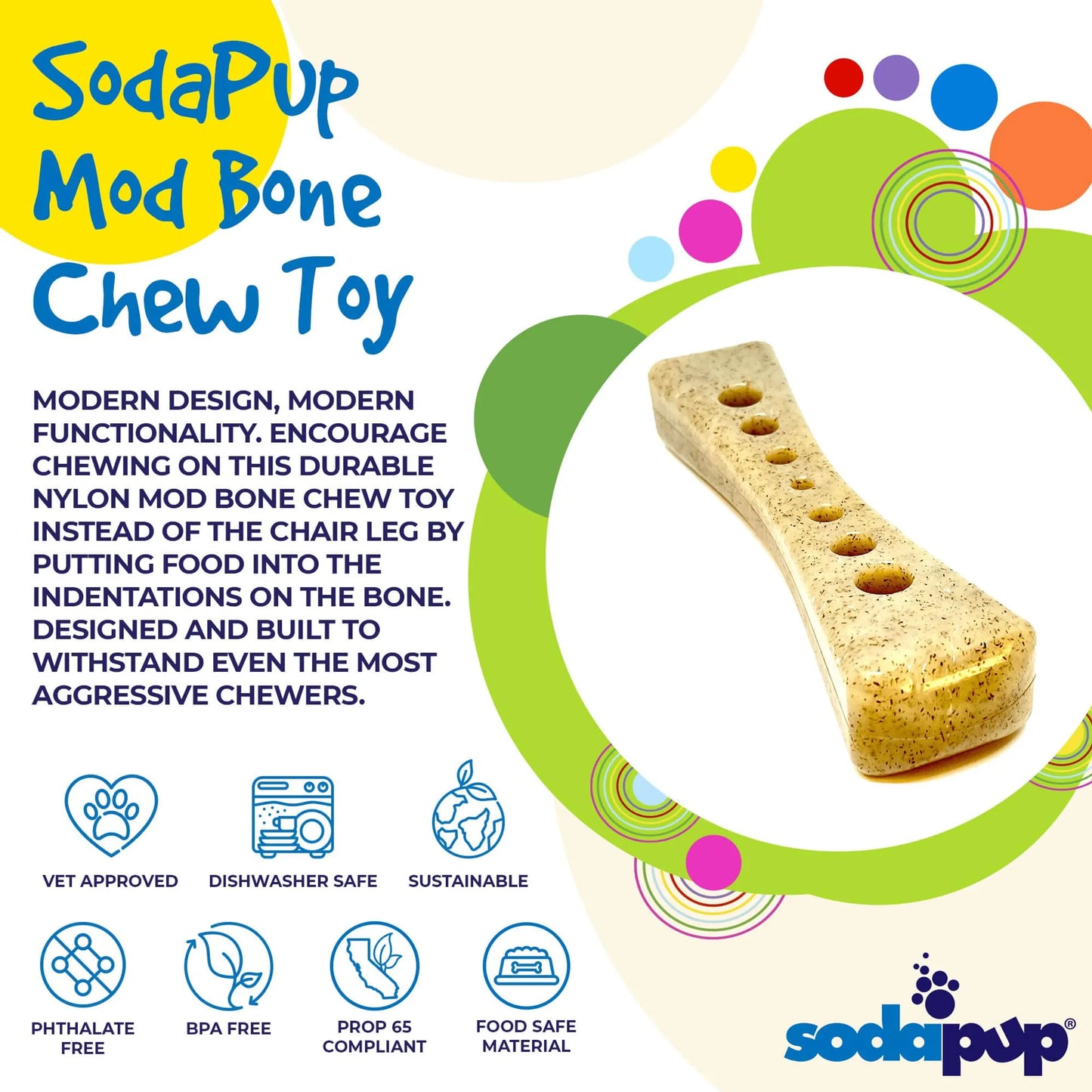 SodaPup Durable Nylon Bone Dog Chew Toy
