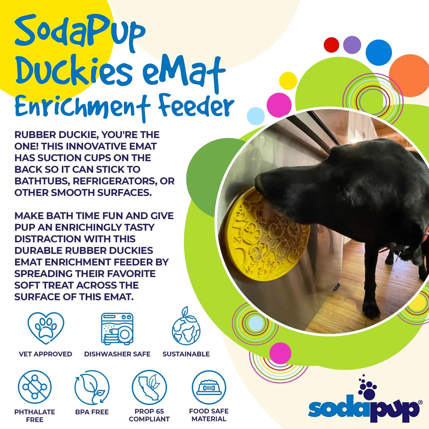 Duckies Design eMat Enrichment Lick Mat With Suction Cups - Your Pet Connection