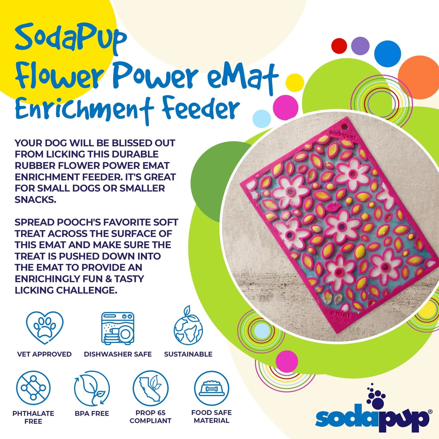 Flower Power Design eMat Enrichment Lick Mat - Your Pet Connection