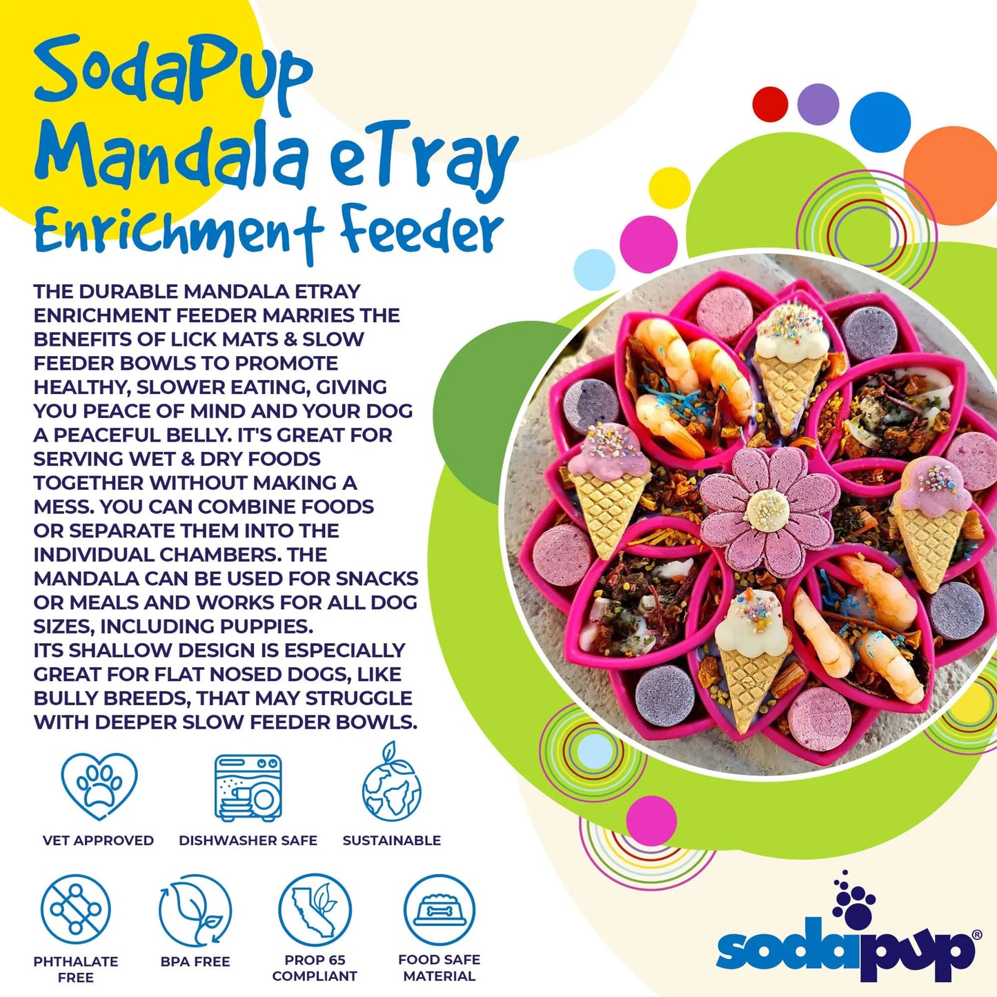 SodaPup Mandala eTray Dog Feeder 8"
