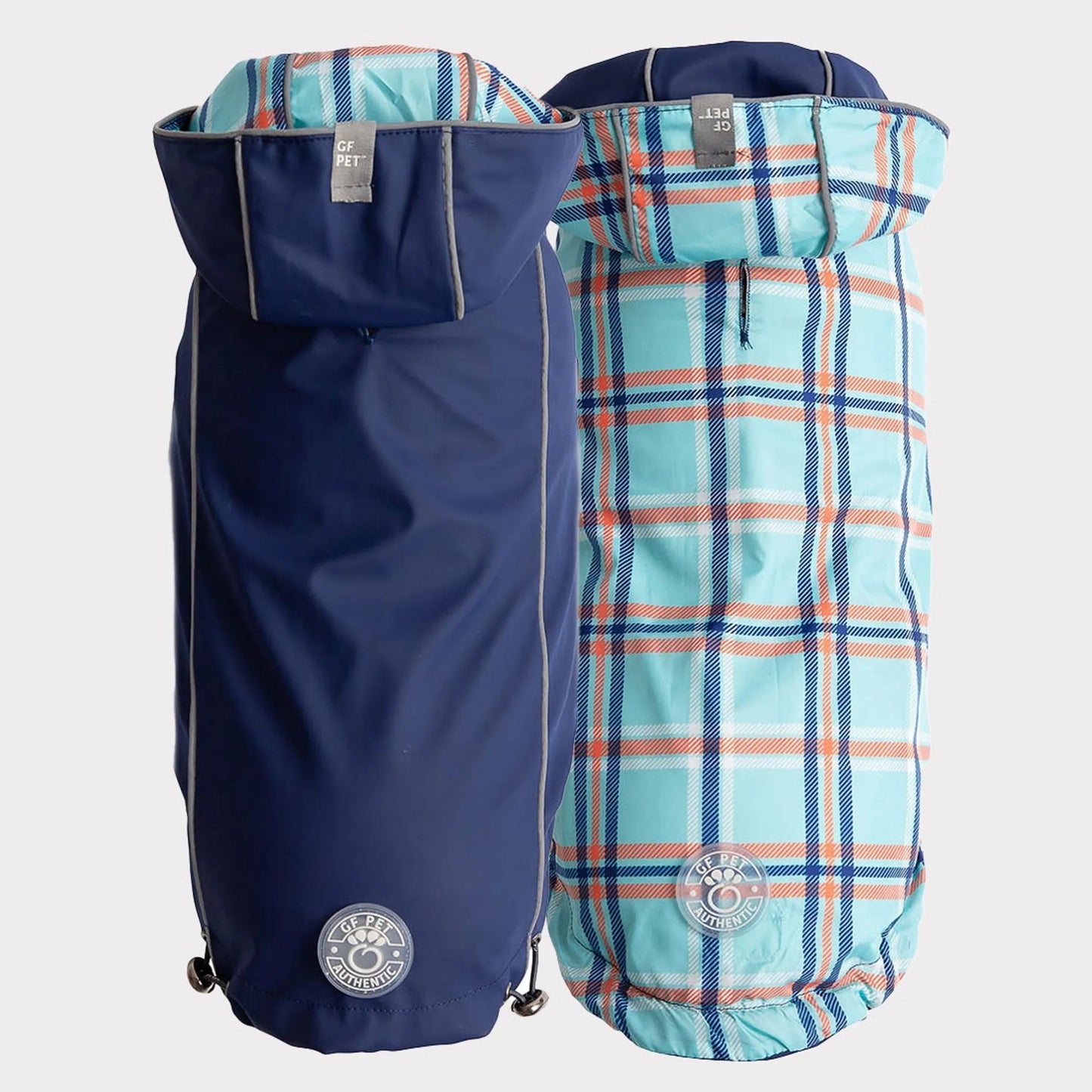 GF Pet Reversible Dog Raincoat with Chic Plaid Design