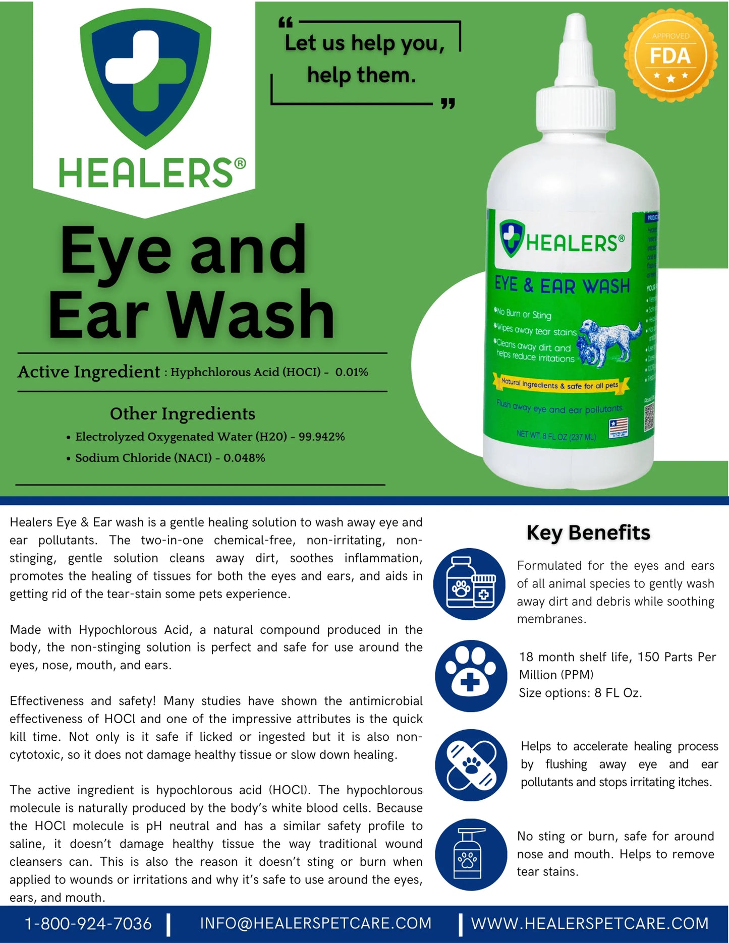 Healers Ear & Eye Wash Solution - Your Pet Connection