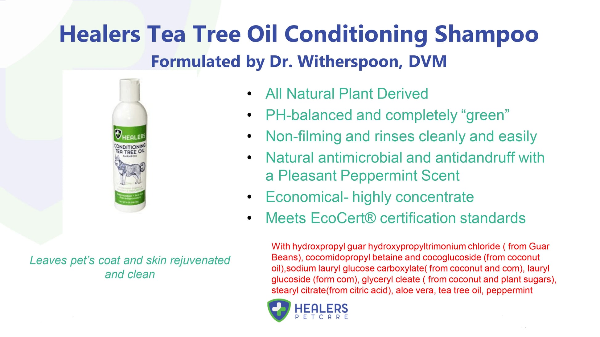 Healers Tea Tree Oil Conditioning Shampoo for Pets (8oz) - Your Pet Connection