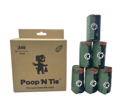 Poop 'N Tie Refill Box - 16 Rolls Of Drawstring Bags - Your Pet Connection