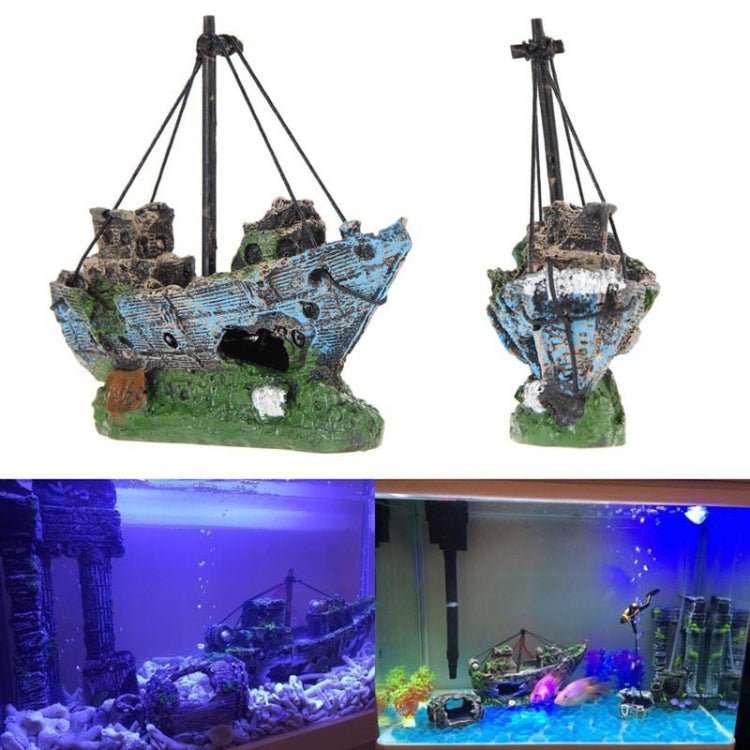 Pirate Ship Rotten Boat Small Net Boat Aquarium Landscaping Fish Tank Glass Cylinder Scene - Your Pet Connection