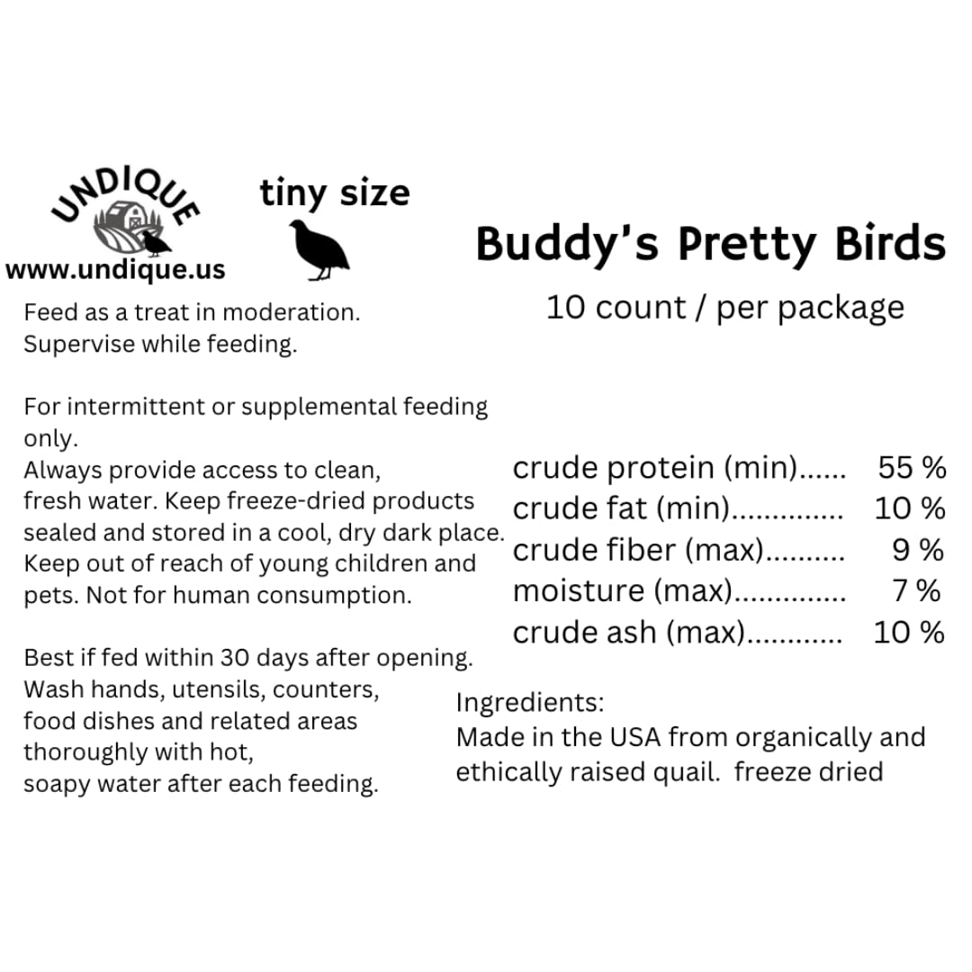 Quail Whole Chick Treats, 10 Count - Tiny, dehydrated Small Premium cat and Dog Treat - Your Pet Connection