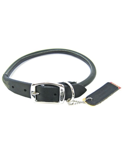 Circle T Pet Leather Round Collar - Black - 22" Neck