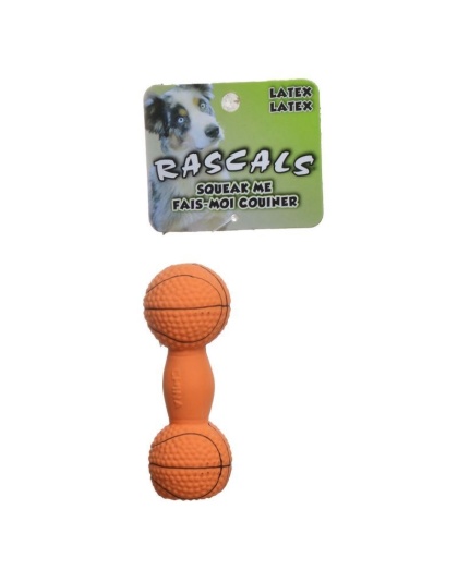 Rascals Latex Basketball Dumbbell Dog Toy - 4" Long