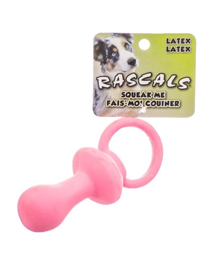 Rascals Latex Pacifier Dog Toy - Pink - 4.5" Long