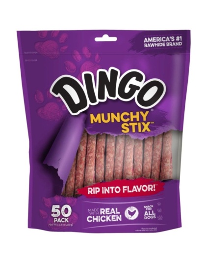 Dingo Muchy Stix Chicken & Munchy Rawhide Chew - 50 Pack