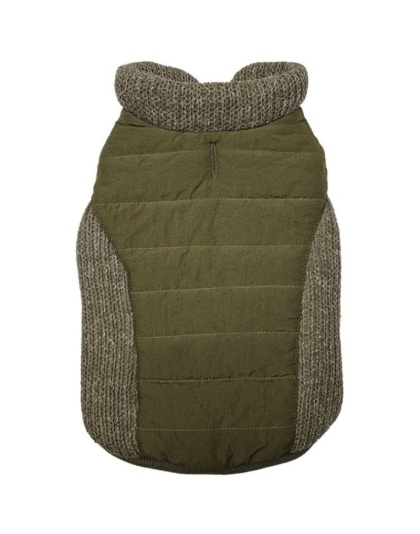 Fashion Pet Sweater Trim Puffy Dog Coat Olive - Medium