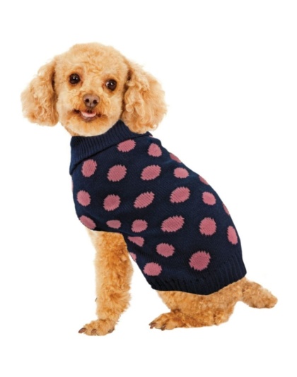 Fashion Pet Contrast Dot Dog Sweater Pink - X-Small