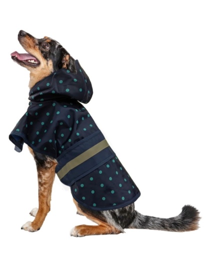 Fashion Pet Polka Dot Dog Raincoat Navy - Small