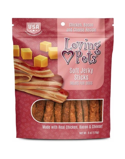 Loving Pets Soft Jerky Sticks Bacon Flavor - 6 oz