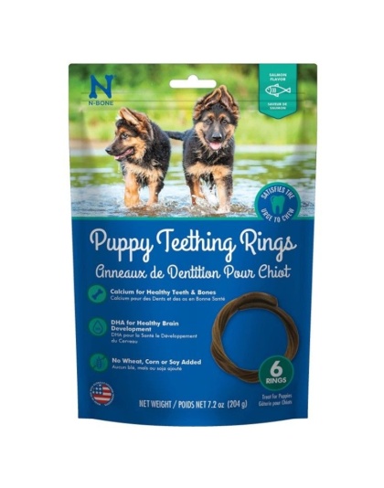 N-Bone Puppy Teething Rings Salmon Flavor - 6 count