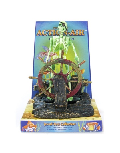 Penn Plax Action Aerating Skeleton & Wheel - 5" Tall