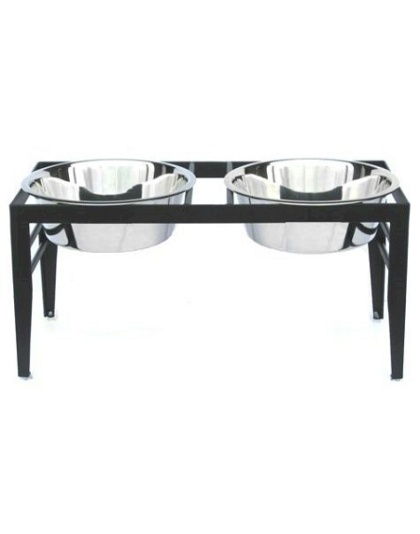 Chariot Double Elevated Dog Bowl - Large/Black