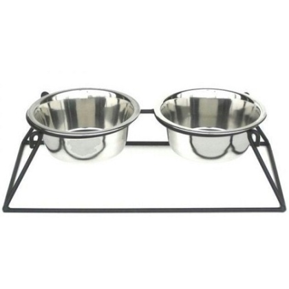 Pyramid Elevated Double Dog Feeder - Extra Large/Black