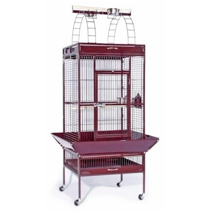 Large Select Wrought Iron Play Top Bird Cage - Chalk White