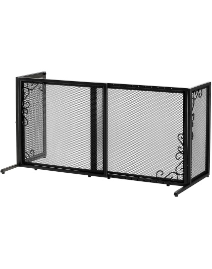 Richell Small Freestanding Metal Mesh Pet Gate in Black