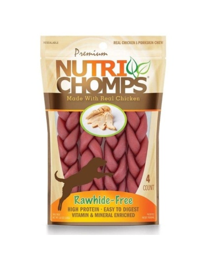 Premium Nutri Chomps Chicken Flavor Braids - 4 Count