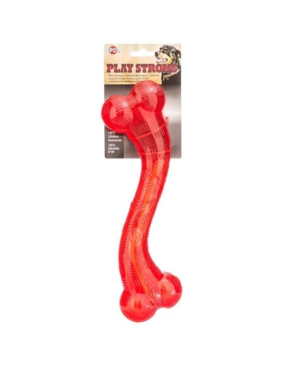 Spot Play Strong Rubber Stick Dog Toy - Red - 12" Long